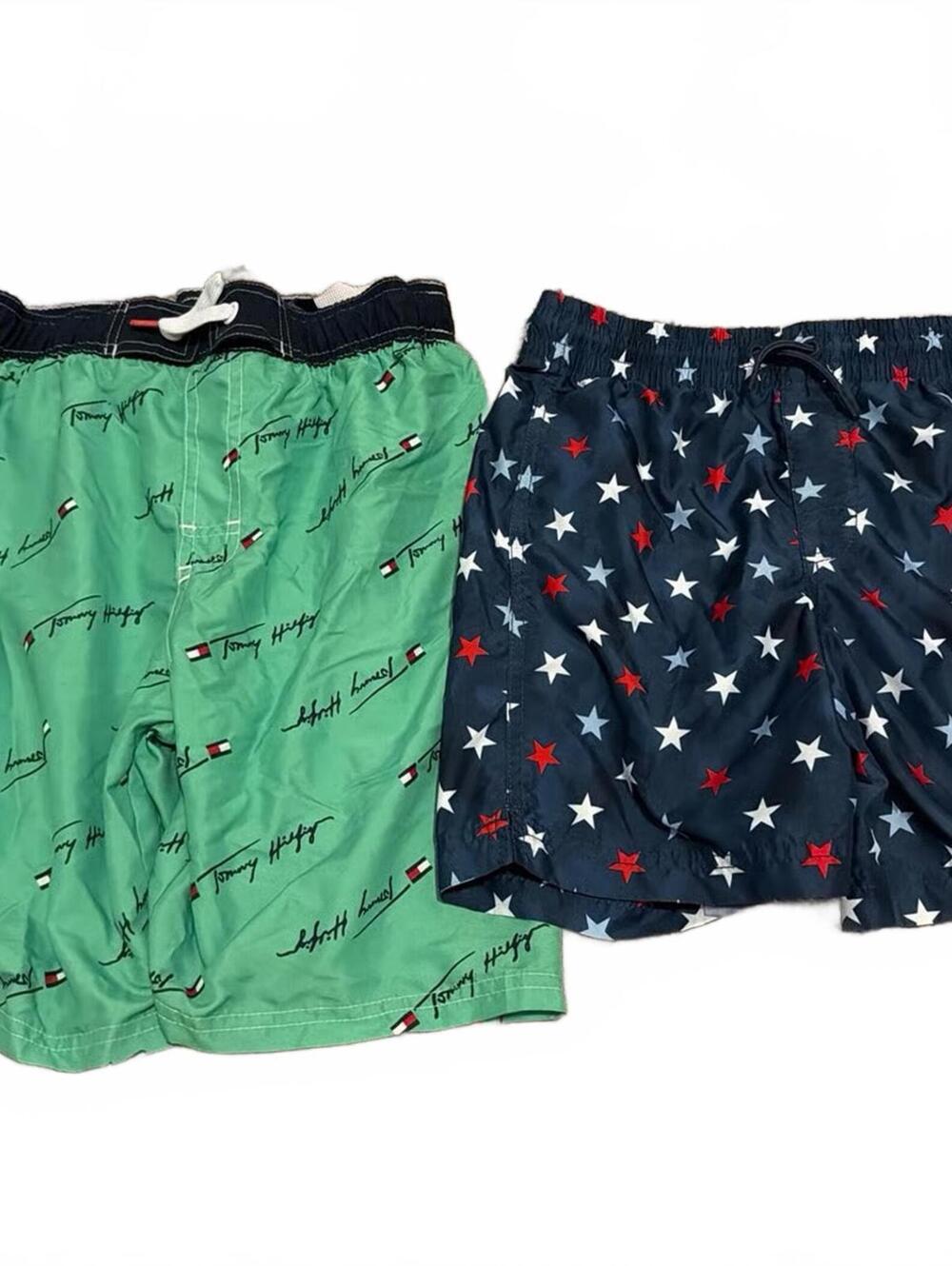 Boys Large Lot of Green & Navy Star Print Swim Shorts